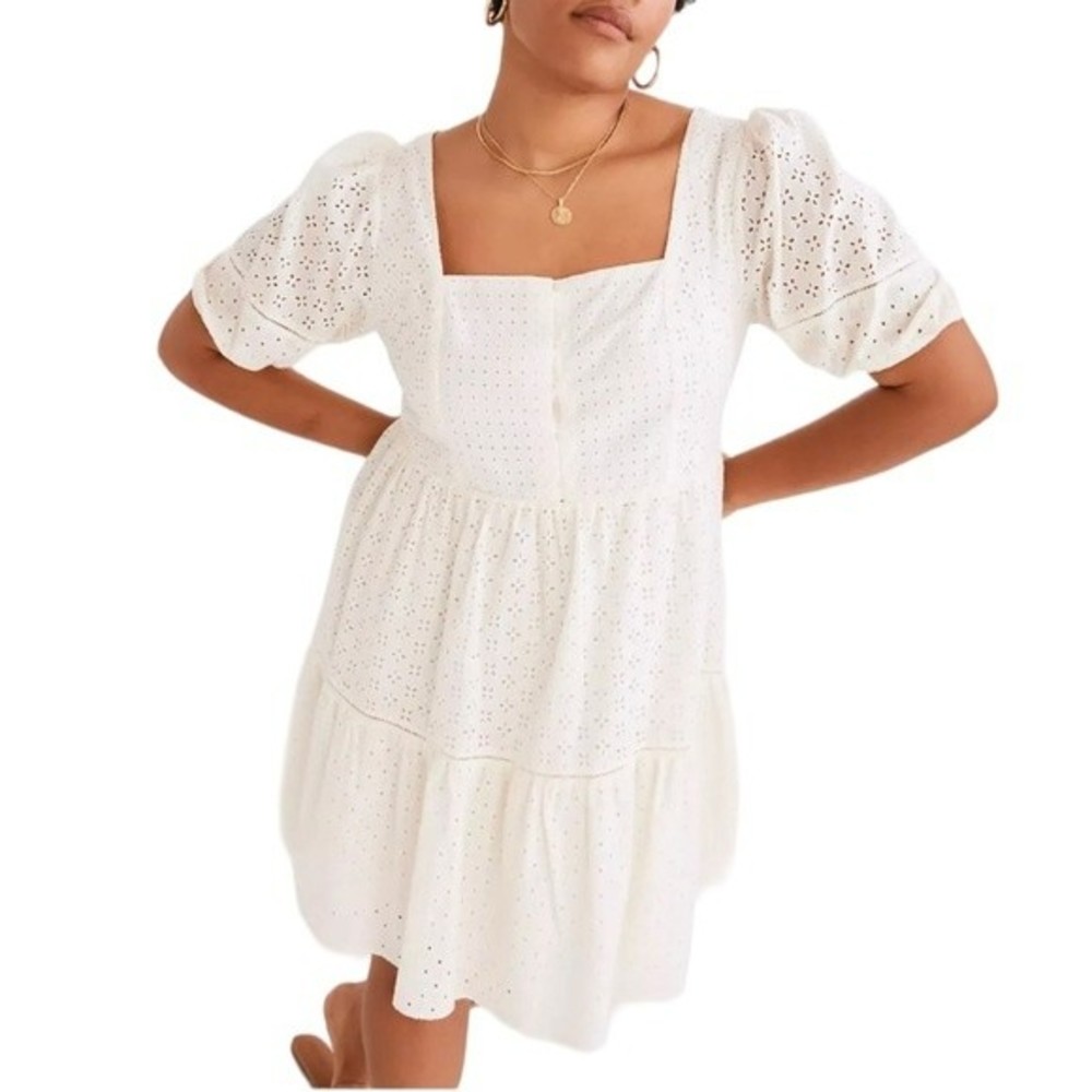 Madewell Eyelet Mini Dress in Cream